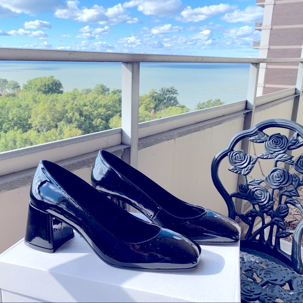 Women’s black patent leather heels